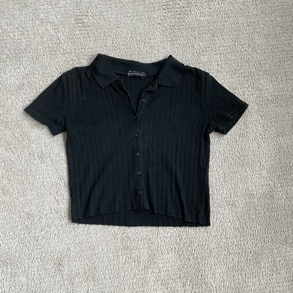 Collared black button down tee - Picture 2 of 4